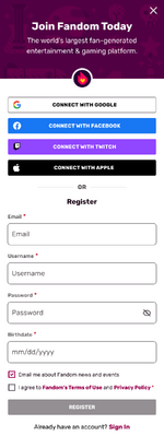 Registration form update - Register page mobile