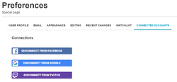 Disconnect social account preferences tab