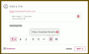 A screenshot of a post being edited, showing a link being edited.