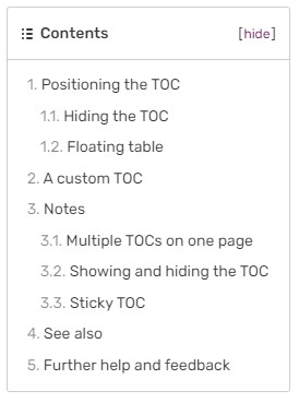 Table of Contents example