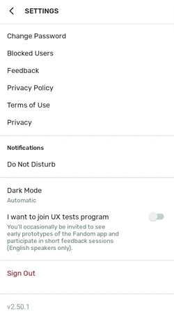 App settings