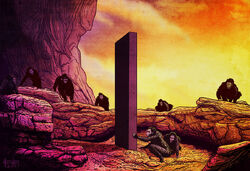 An illustration of the monolith, from the opening scene of "2001: A Space Odyssey"