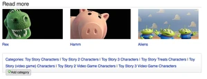 Related pages: Toy Story characters from the Pixar Wiki.