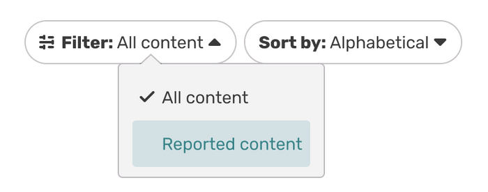 Quick Answers filter options