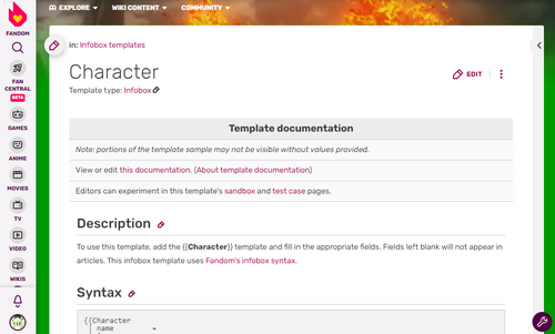 Example of an infobox template