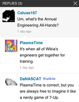 Replies to comments are visible in a popup modal.