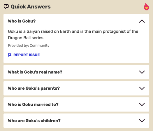 Quick Answers for Goku on Dragon Ball Wiki