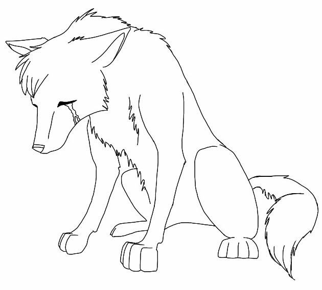 sad wolf drawing