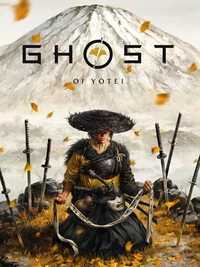 Key art for video game Ghost of Yōtei, with protagonist Atsu