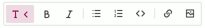 A screenshot of the Discussions toolbar, showing options to format text (bold, italics, list format, numbered format, preformatted text, link, and image).