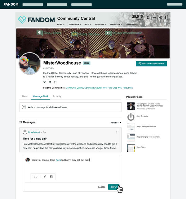 New Message Wall Reply