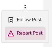 A screenshot showing the "Report Post" highlighted in its dropdown menu.