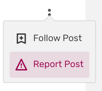 A screenshot showing the "Report Post" highlighted in its dropdown menu.