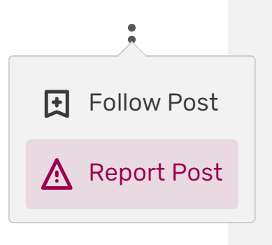A screenshot showing the "Report Post" highlighted in its dropdown menu.