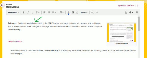 2. Después, se abre el "editor". Si se observa cuidadosamente, se podrá detectar fácilmente el error ortográfico: mueve el cursor del ratón allí y haz clic. Ahora estamos haciendo una edición real, ¡tal y como en los periódicos!