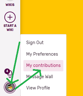 2. Desktop: Locate your avatar, hover it and select "My contributions".