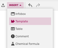 Un utilisateur insérant un modèle, en cliquant sur le menu déroulant « Insérer », puis en trouvant « Modèle ».