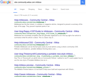 Using a site: search on Google to find pages on Central