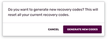 Popup when you're trying to generate new recovery codes.