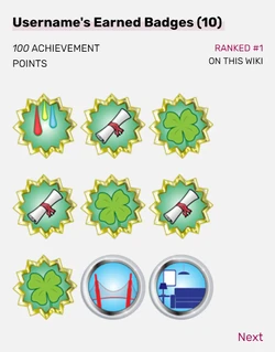 Odznaczenia użytkownika na jego stronie. Po najechaniu na nią wskaźnikiem myszy pojawią się dodatkowe informacje.