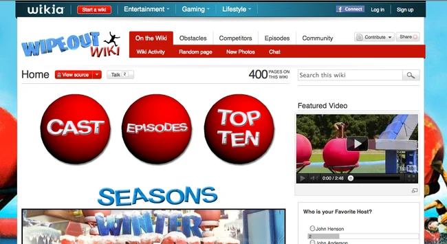 Our design team gave the ABC Wipeout Wiki a complete makeover. Based on which season (Winter, Spring, Summer) the skin changes. Definitely worth a look!
