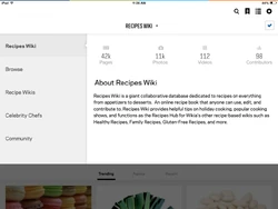 マイウィキア (My Wikia) アプリで (特別:Promote ページにある全項目を埋めている) Recipes wiki で閲覧できる内容。