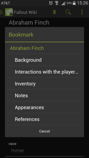 Android Bookmark Screen