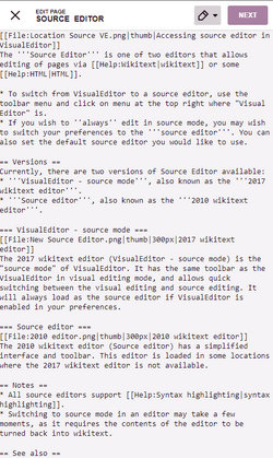 The source editor on a mobile device