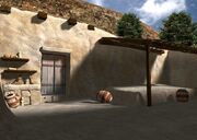 Reconstrucción ideal del patio del santuario.