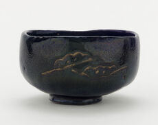 Tea bowl with designs of pine boughs and interlocking circles, unknown Raku ware workshop, Kyoto, 18th-19th Century, Freer Gallery of Art