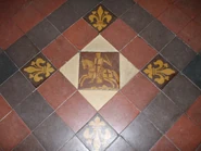Encaustic tile showing a Knight Templar, St Andrew