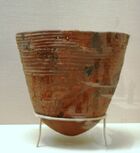 An Incipient  pottery vessel reconstructed from fragments (10,000-8,000 BC), , Japan