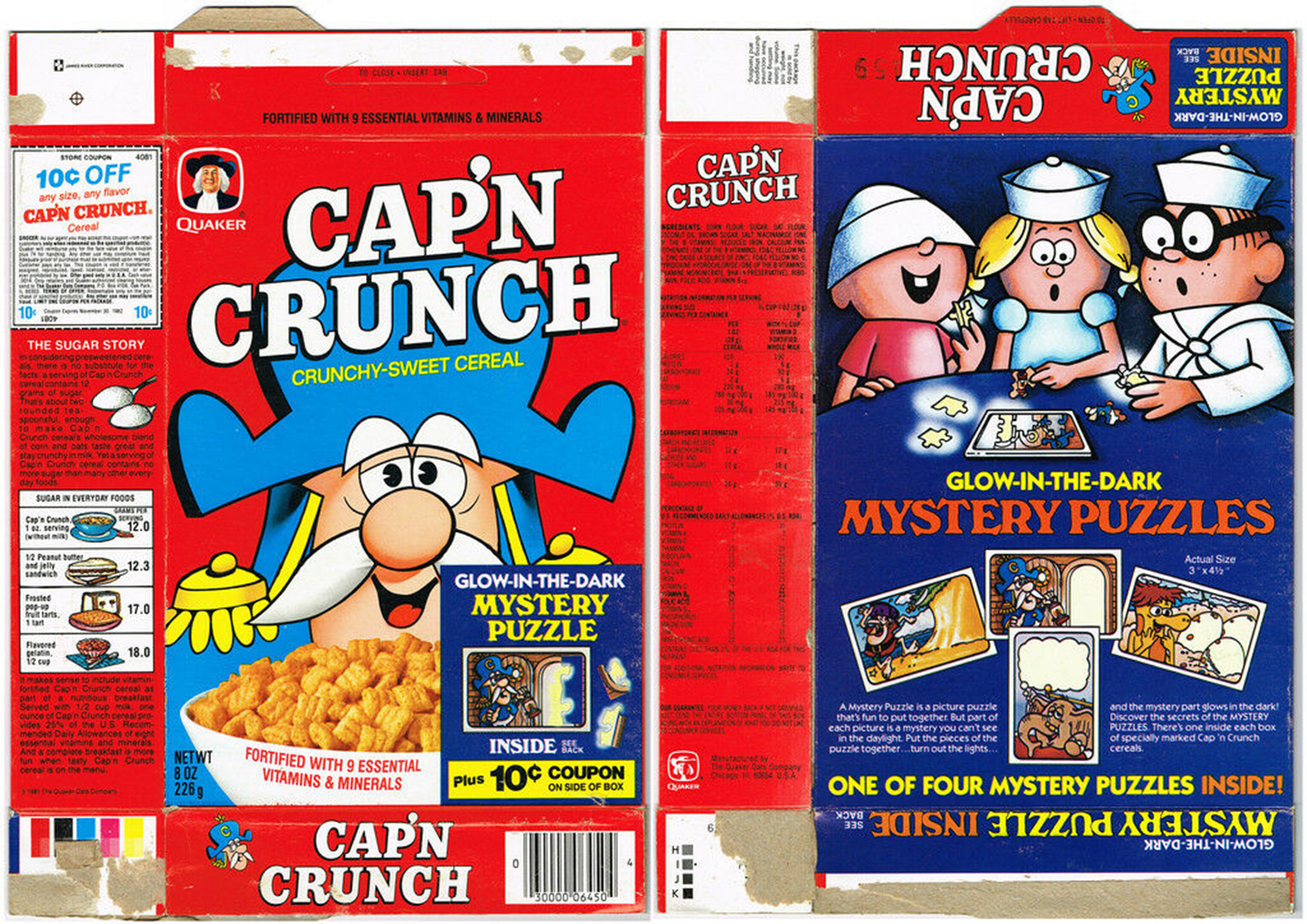 1981 GLOW PUZZLE Quaker Captain Cap'n Crunch Cereal jigsaw Premium 