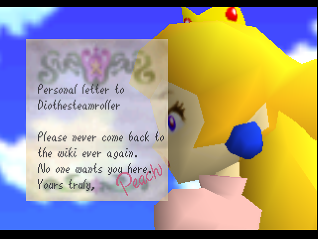 This Is A Personal Letter From Princess Peach To Diothesteamroller Fandom - princess peach roblox