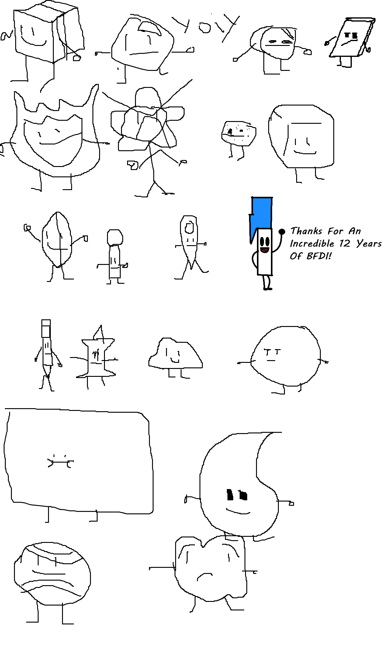 I terribly drew the BFDI cast for BFDI's birthday | Fandom