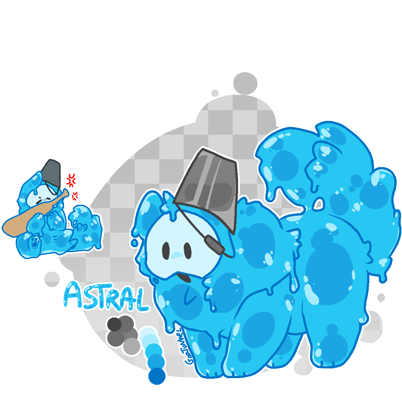 Kaiju paradise cute fan art cyan pup