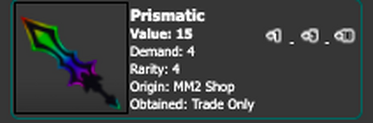 Mm2 Value List Prismatic - roblox murderer mystery 2 knife value list