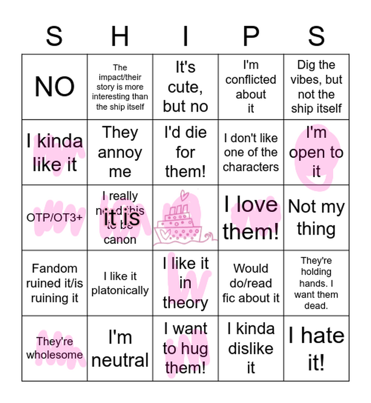 Fandom Bingo!!! Bingo Card