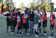 Los jugadores de San Martín festejando el campeonato obtenido una fecha antes que termine dicho cotejo, ganando en la penúltima fecha a Don Orione. (Foto:Tribuna10.com.ar)