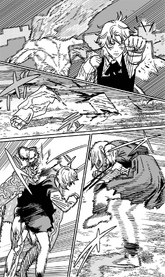 Fake Chainsaw Man severs the Famine Devil's hand
