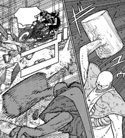 The Justice Devil shapeshifting one of its limbs into a giant hammer.