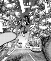 The Justice Devil's tendrils tearing through multiple buildings.