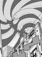 The Justice Devil regenerating its limbs effortlessly.