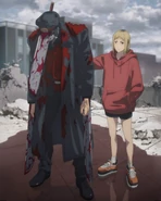 Akane reviving Katana Man.
