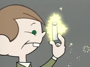 Rudy looking at the chalk for the first time.