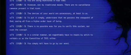 The Committee communicating with Takumi, Sena and Hatano through a monitor