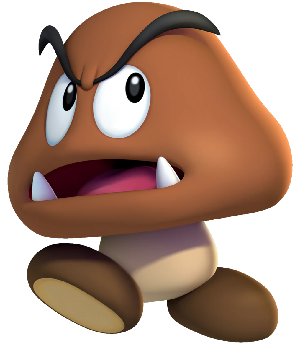 The Goombas are a race of giant mushrooms with faces that work for Bowser. 