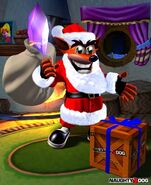 Crash dressed up as Santa Claus