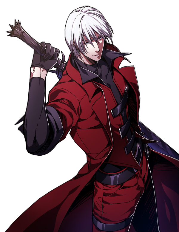 Dante character from devil may cry 5 with 2010s anime trait