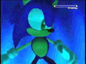 With simply a raise of his hand, Sonic launches the Sonic Wind technique.